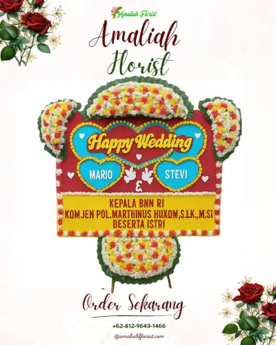 Karangan Papan Bunga Pernikahan di Bedoyo